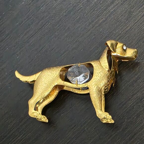 Crystal Temptations Other - Dog Mini Figurine Gold Plated Swarovski Crystal Elements 3"W